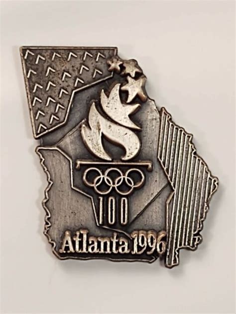 1996 Atlanta Olympics State Of Georgia Pewter Tone Lapel Pin Ebay