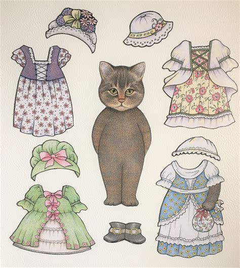 magnetic paper doll colonial cat   etsy   paper
