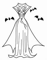 Vampire Coloring Pages Printable Dracula Halloween Cloak Color Kids Vampires Adults Online sketch template