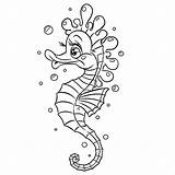 Coloring Pages Horse Seahorse Sea Fish Template Templates Cute Line Kids Colouring Printable Drawing Color Copyright Preschoolers Kleurplaten Adults Royalty sketch template