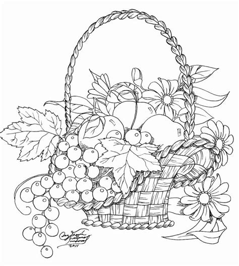 vegetable basket coloring   flower drawing coloring pages color