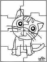 Puzzle Coloring Cat Piece Pages Funnycoloring Puzzles Kids Color Popular Pieces Advertisement sketch template