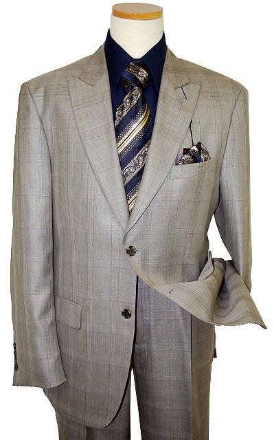 steve harvey classic collection beigenavy plaid super  suit   upscale