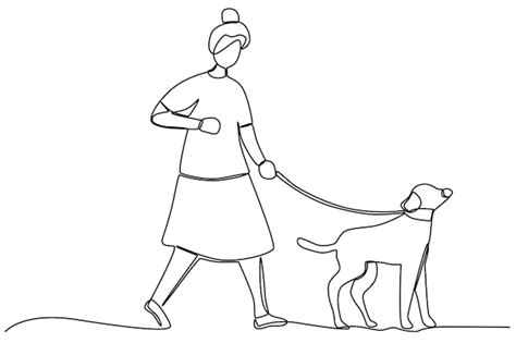 Una Mujer Paseando Con Su Perro Paseando O Jugando Con Un Perro