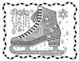 Ice Coloring Skate Pages Zentangle Colouring Adult Skating Skates Shoes Zentangles Seniors Crafts Fashion Boot Tableau Choisir Un sketch template