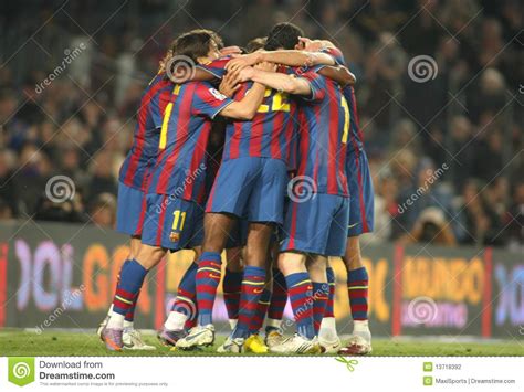 Players Group Of Fc Barcelona Editorial Photography