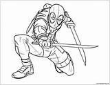 Deadpool Swords Coloriages Magnifique Superhero Colorironline Getdrawings Coloringbay sketch template