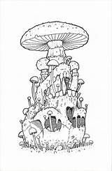 Shroom Psychedelic Trippy sketch template