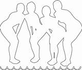 Swimming Synchronized Silhouettes Team Coloring Vector Outline Pages sketch template