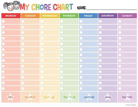 chore chart templates  kids template lab  printable