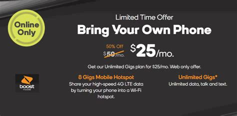 boost mobile byop customers  unlimited lte data  month