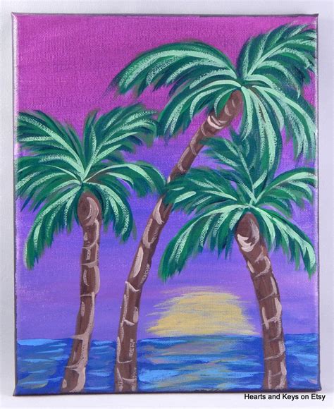 original painting palm tree painting vacation  heartsandkeys
