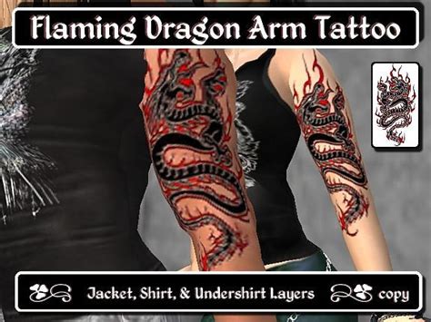 Second Life Marketplace Flaming Dragon Arm Tattoo