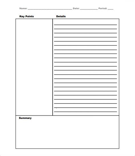 cornell note  template business mentor