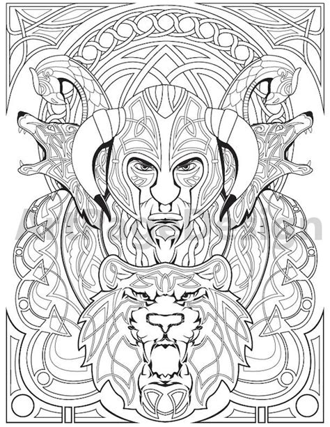 norse mythology viking coloring pages  adults tattoo viking