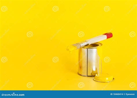 yellow paint stock photo image  brush painting open