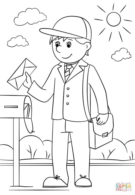 mail carrier coloring page  printable coloring pages