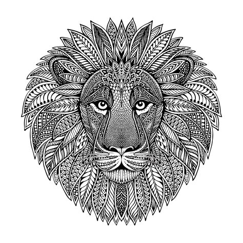 tete de lion style mandala lions coloriages difficiles pour adultes