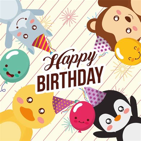 premium vector cute happy birthday card
