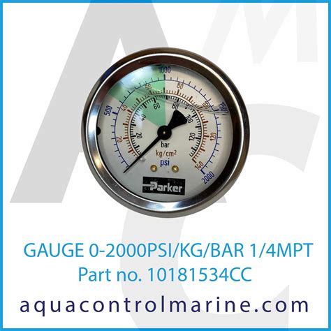 gauge 0 2000psi kg bar 1 4mpt hro sr aquacontrol marine