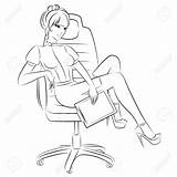 Office Business Drawing Woman Chair Cubicle Vector Sketch Card Icons Anime Pose Getdrawings Body Poses Monsoon Women Choose Board sketch template