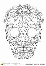 Coloriage Doodle Mexicaine Tete Araignee Coloriag Sucre Fleurs Squelette Herunter Drucke Lade Mandala Tarjetas Danieguto Skulls Catrinas Cuantos Sellos Masks sketch template
