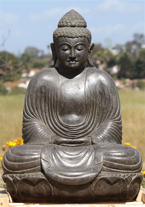 sold stone meditating japanese buddha statue  ls hindu