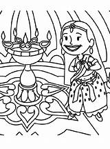 Diwali Festival Coloring Cartoon Drawing Netart Color Template sketch template