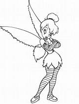 Coloring Pages Tinkerbell Print Tinker Bell Kids Colouring Fairy Disney Printable Color Fairies Gothic Punk Tink sketch template