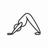 Svanasana Adho Pose Mukha Yoga Icon Line Background Illustration sketch template
