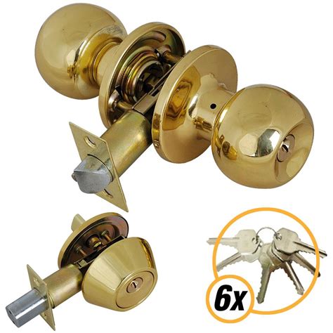 premier lock solid brass entry door knob combo lock set  deadbolt   keys ed  home