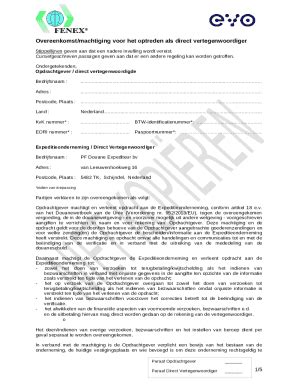 overeenkomstmachtiging voor het optreden als direct  template pdffiller
