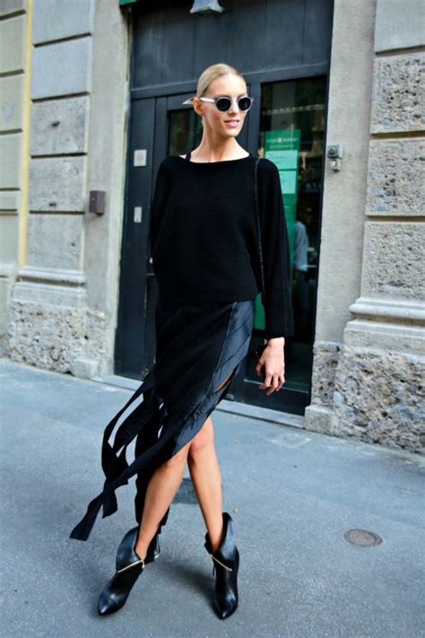 milan model street style anja rubik   shredded skirt model street style fashion street style