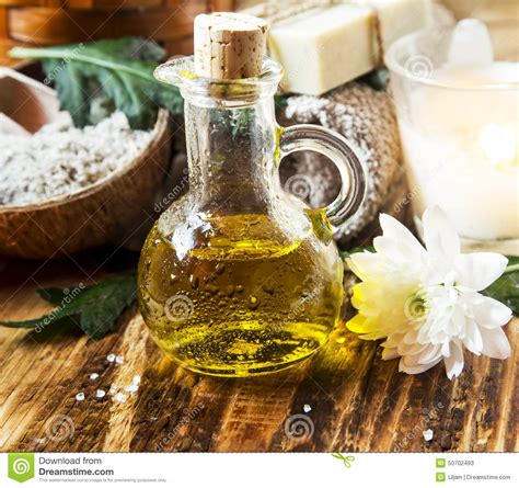 olive oil spa therapy stock image image  green closeup