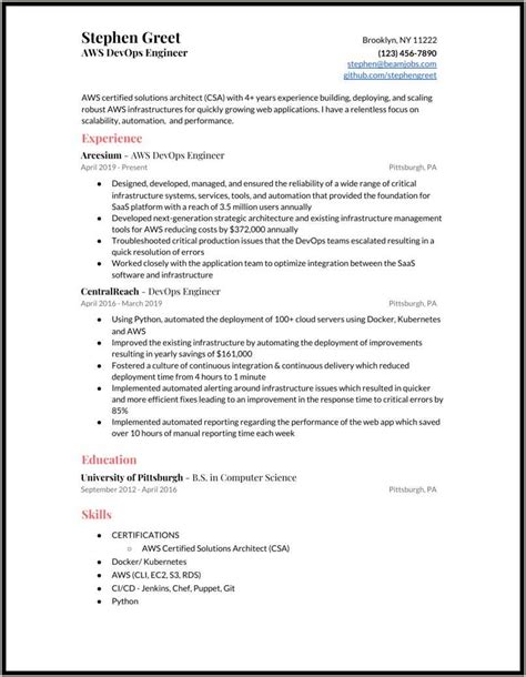 aws sample resume   year experience resume  gallery