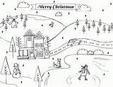 Winter Coloring Pages Scene Clipart Printable Christmas Wonderland December Scenery Children Kids Print Scenes Clip Childrens Holidays Color Holiday Card sketch template