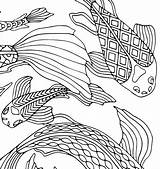 Koi Zentangle Therapy Under sketch template