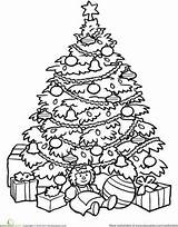 Coloring Christmas Tree Printable Pages Presents Worksheets Color Kids Trees Print Worksheet 1288 Education Adult Printables Holiday Drawing Part Classroom sketch template
