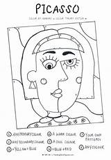Picasso Grundschule Numbers Worksheet Kunstunterricht Portrait Zahlen Cubism Fur Primaria Figuras Arbeitsblatt Artística Enseñar Farbtheorie Druckbar Farbe Colorir Figural Caras sketch template
