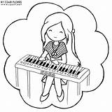 Piano Coloring Pages Playing Girl Color Getcolorings Printable Getdrawings Popular sketch template