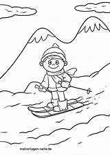 Skifahren Malvorlage Wintersport Ausmalbilder Gestaltet Kommen Bildes Kindgerecht öffnet Spiel Anklicken Sich sketch template