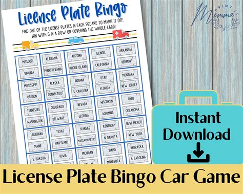 license plate bingo car game printable bingo travel activity etsy uk