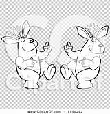 Jackalope Dancing Couple Outlined Coloring Clipart Cartoon Vector Thoman Cory sketch template