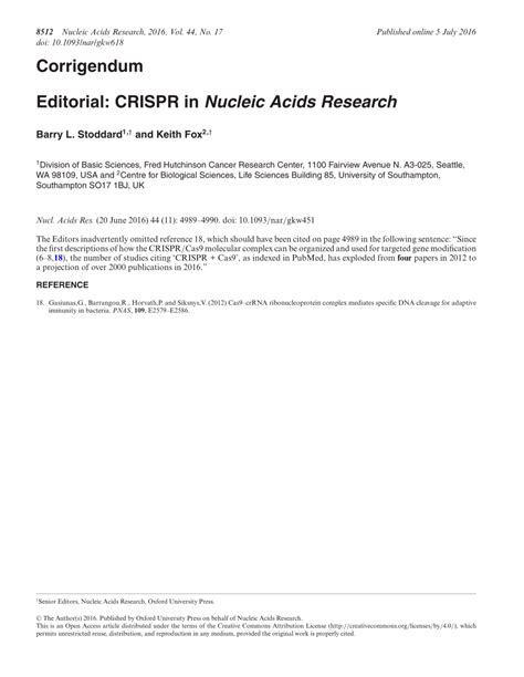 editorial crispr  nucleic acids research