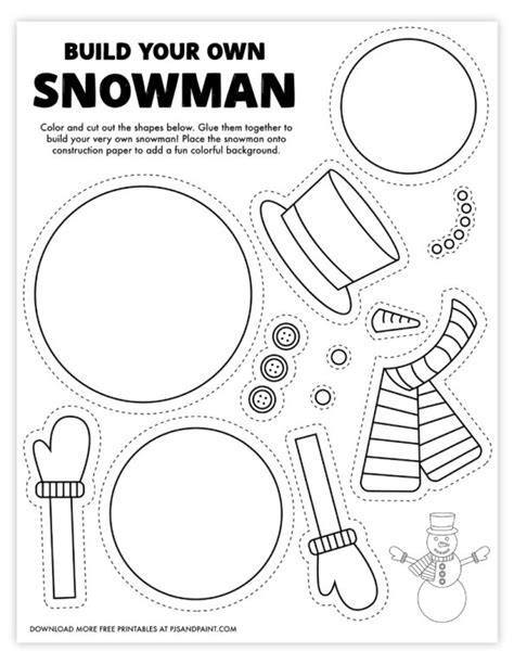 build   snowman  printable pjs  paint