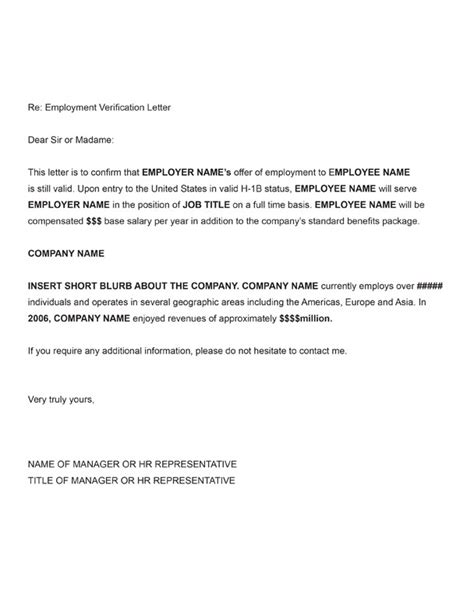 printable letter  employment verification form generic