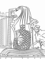 Coloring Singapore Merlion Pages National Template Printable Drawing Creative Sketch Categories Templates sketch template