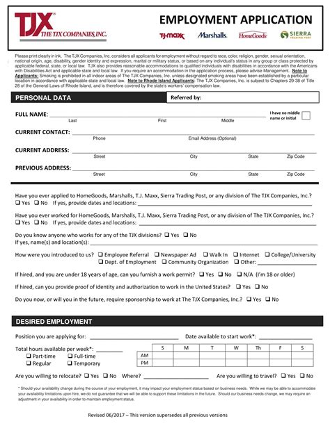 employment application forms   ms word