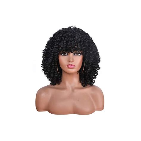 Lizzy Short Curly Afro Wigs With Bangs For Black Women African