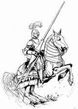 Knight Arthur Horse Drawing King Coloring Pages Knights Drawings Medieval Ritter Zeichnung Beautiful Brilliant Line Pferd Funny Mittelalter Malvorlagen Equestrian sketch template